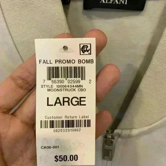 Mens Alfani Fall Bomber Zip Front Jacket Size L NWT -B4 - Picture 7 of 7